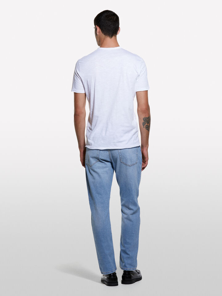 T-shirt carcela de botões branca - t-shirt de manga curta para homem - Branco | Sisley image number 2